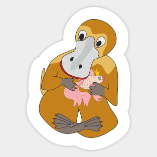 Platypus and fish Sticker